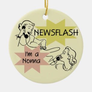 Newsflash mig förmiddag en Nonna Tshirts och gåvor Julgransprydnad Keramik