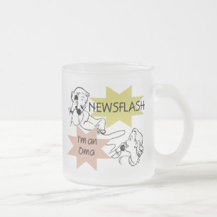 Newsflash mig förmiddag en Oma T-tröja och gåvor Frostad Glasmugg