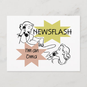 Newsflash mig förmiddag en Oma T-tröja och gåvor Vykort