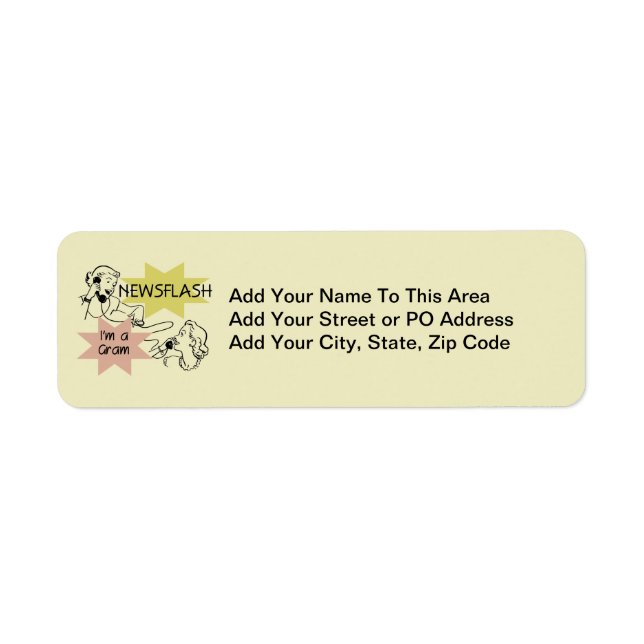 Newsflash mig förmiddag per gramT-tröja och gåvor Returadress Etikett (Framsidan)