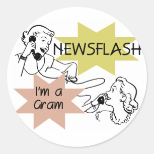 Newsflash mig förmiddag per gramT-tröja och gåvor Runt Klistermärke