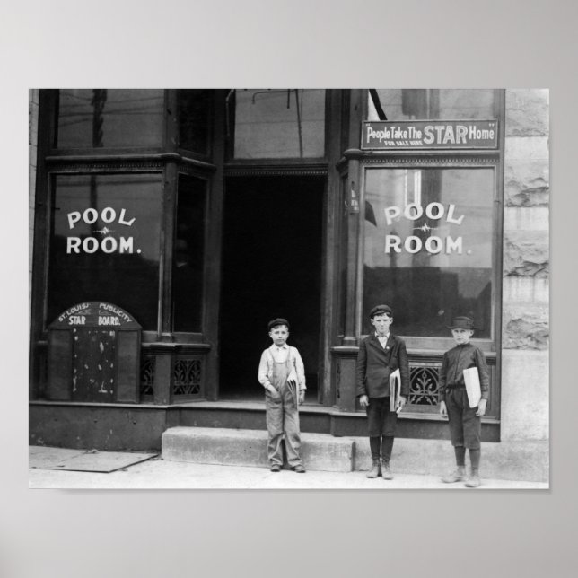 Newsies Out A Bassäng Room - St. Louis - 1910 Poster (Framsidan)