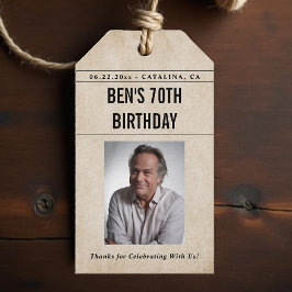 Newspaper Birthday News Funny Humorous Men 70th Presentetikett