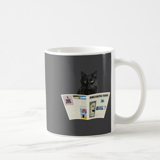 Newspaper Breaking News Black Cat Au Journal  Kaffemugg (Höger)
