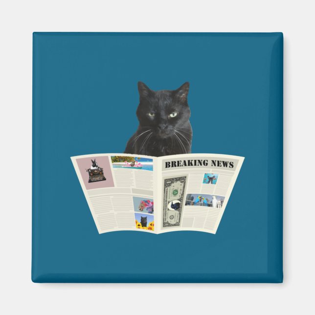 Newspaper Breaking News Black Cat Au Journal  Magnet (Framsidan)