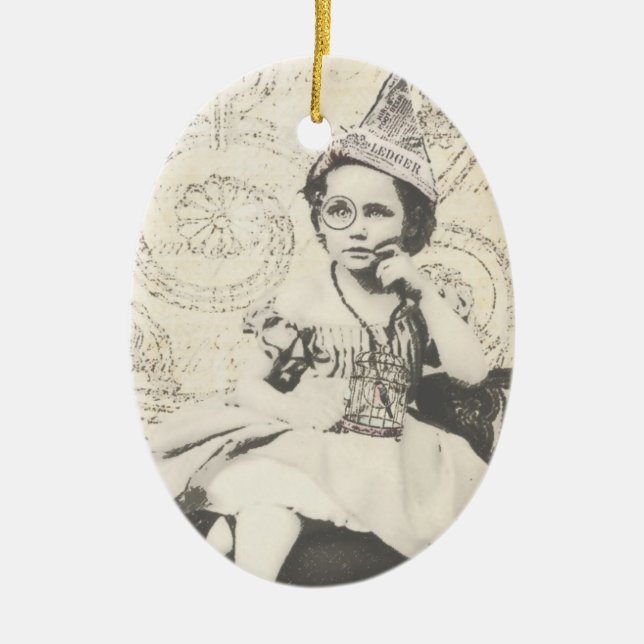 Newspaper Hat Gal Julgransprydnad Keramik (Framsidan)