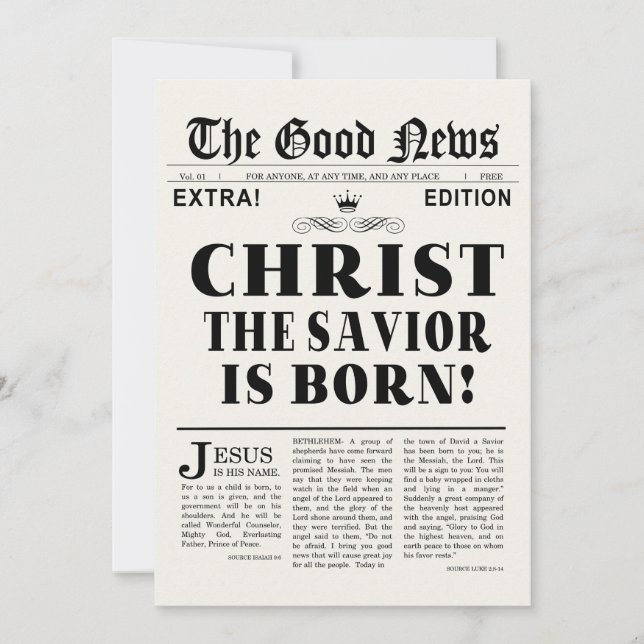 Newspaper Headline Christmas Photo Card Julkort (Framsida)