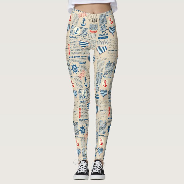 Newspaper Mönster Leggings (Framsida)