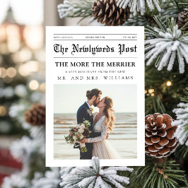 Newspaper Mr & Mrs Newlywed Couple Photo Christmas Julkort