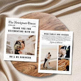 Newspaper Photo Collage Elegant bröllop Tack Kort
