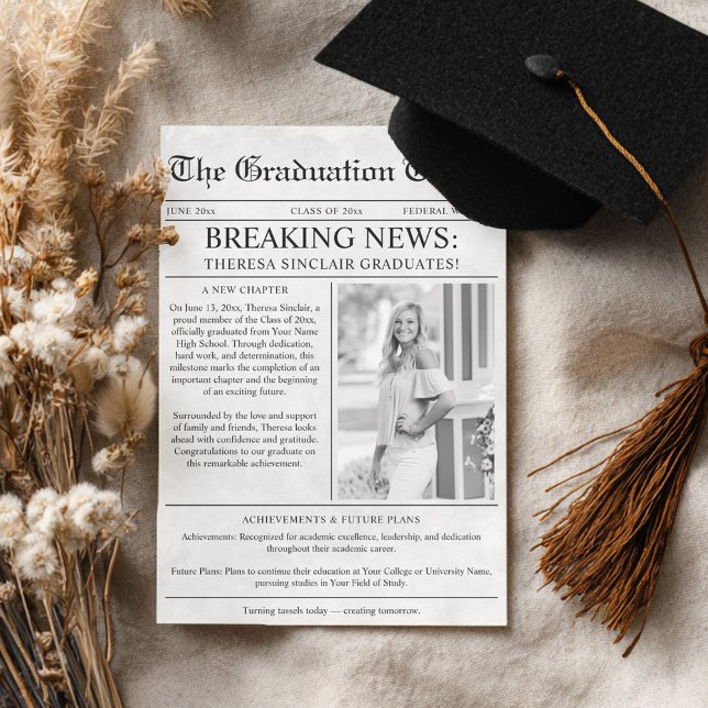 Newspaper Photo Graduation Meddelande (Newspaper Photo Graduation Announcement)