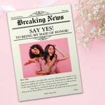Newspaper Photo Maid of honor eller Bridesmaid