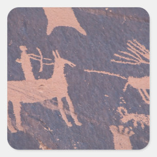 Newspaper Rock, S.P., UT Nära Monticello. Fyrkantigt Klistermärke