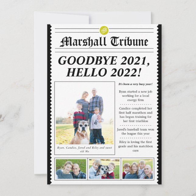 Newspaper Stil Family Newsletter Helgdag Card Julkort (Framsida)
