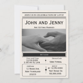 Newspaper-Style Wedding Invitation | Customisable  Inbjudningar