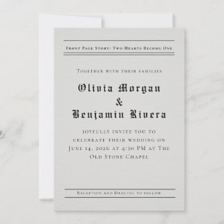 Newspaper-Style Wedding Invitation Inbjudningar