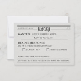 Newspaper-Style Wedding RSVP Response card OSA Kort