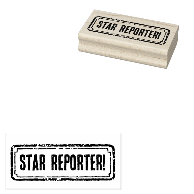 Newspaper Themed Distressed Star Reporter! Stämpel (Stämplad)
