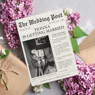 Newspaper Unique Funny Möhippa Bachelorette Inbjudningar