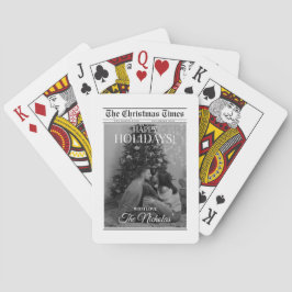 Newspaper What A Year Black White Photo Christmas Casinokort
