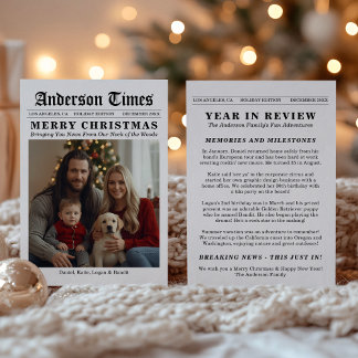 Newspaper Year In Review Breaking News Christmas Julkort