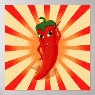 Newsprint raftones Red Pepper Diva Poster