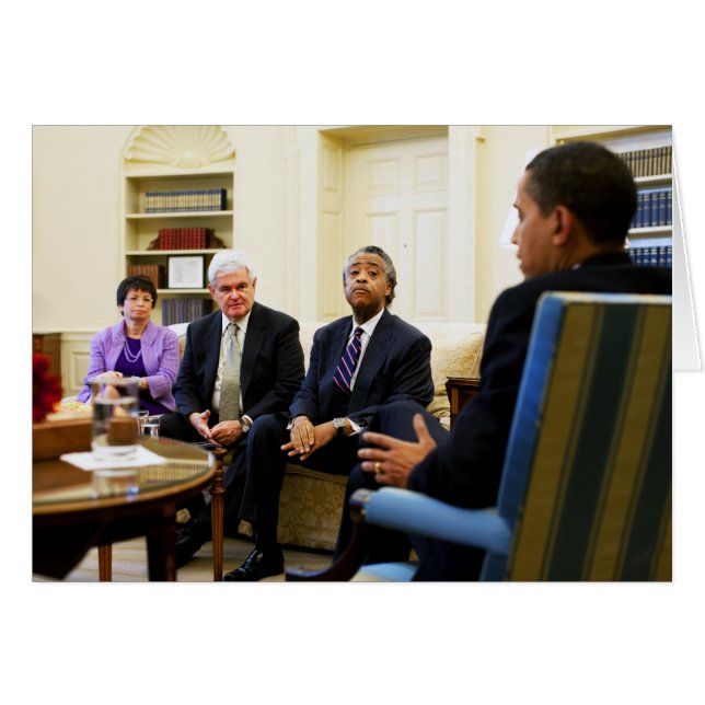 Newt Gingrich, Barack Obama, Jarrett och Sharpton Hälsningskort (Framsidan Horizontal)