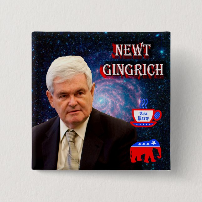 Newt Gingrich - Teaparty - GOP-elefant Knapp (Framsida)