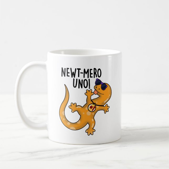 Newt-mero Uno Funny Newt Pun Kaffemugg (Vänster)