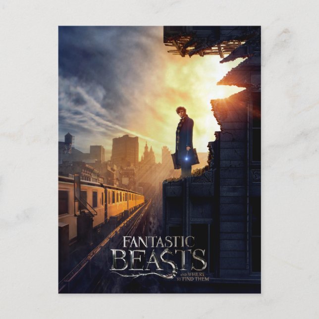 NEWT SCAMANDER™ i förstört Byggnad Vykort (Framsida)