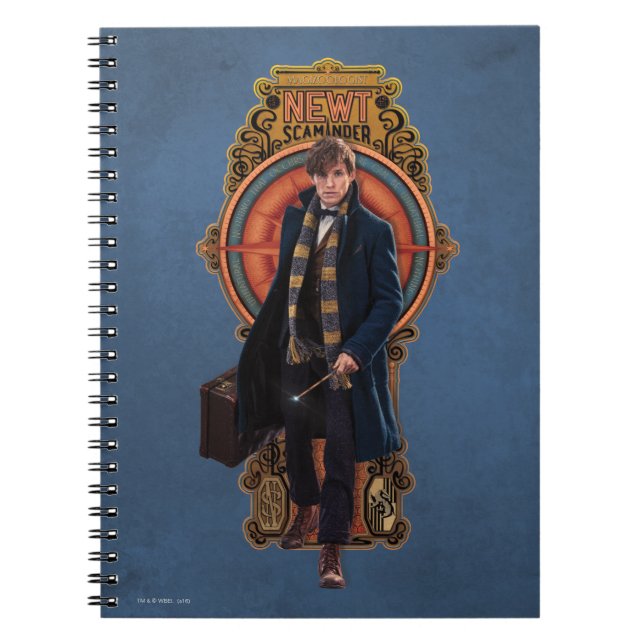 NEWT SCAMANDER™ Walking Art nouveau Panel Anteckningsbok Med Spiral (Framsidan)