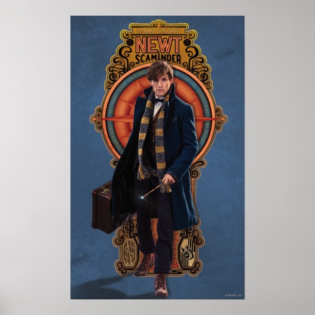 NEWT SCAMANDER™ Walking Art nouveau Panel Poster (Framsidan)