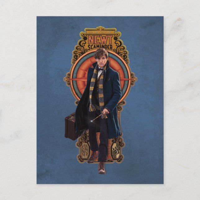 NEWT SCAMANDER™ Walking Art nouveau Panel Vykort (Framsida)