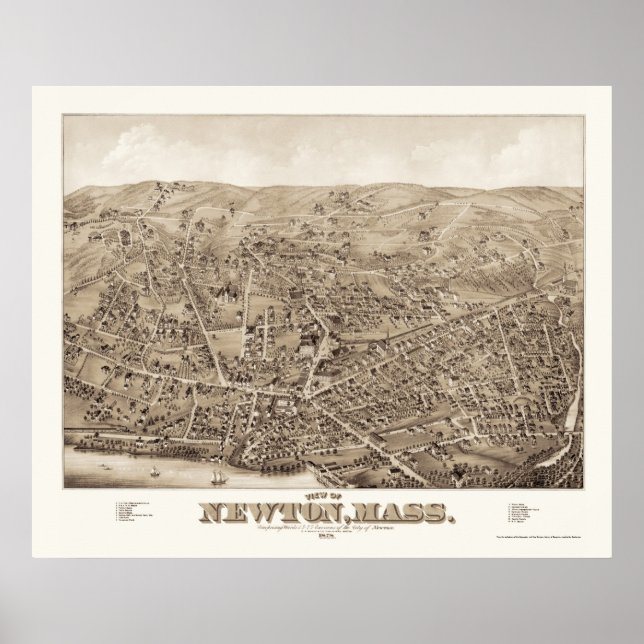 Newton, MORSA Panoramic Karta - 1878 Poster (Framsidan)