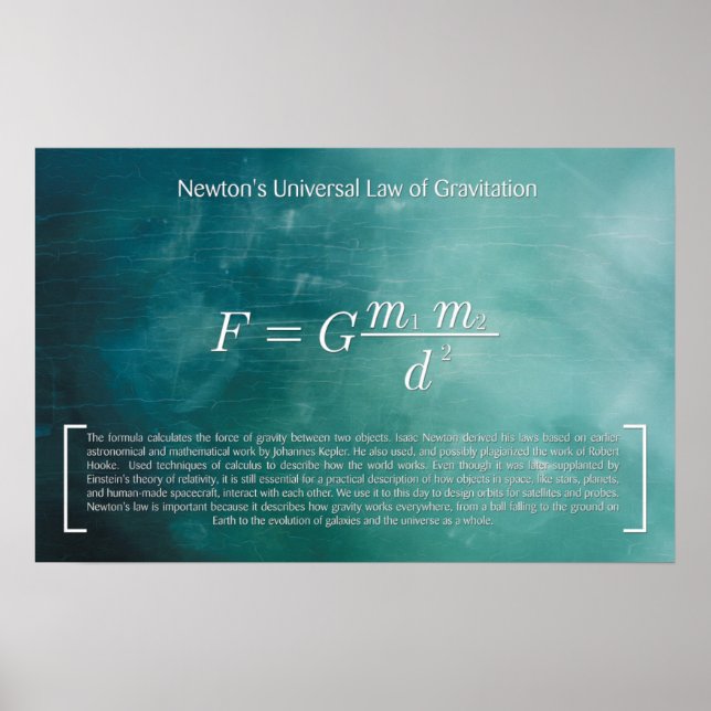 Newtons allmänna Gravitation-lag - Poster (Framsidan)
