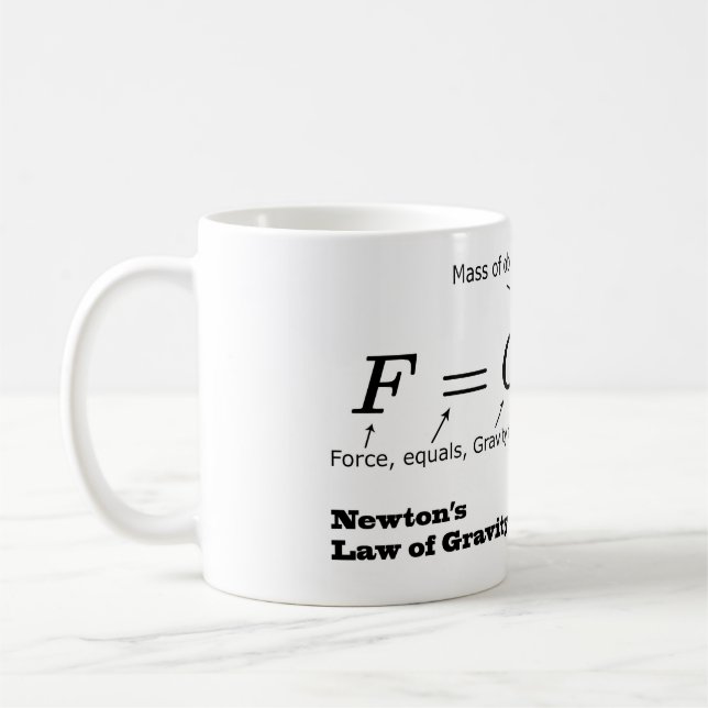 Newtons lag av universell Gravitation Kaffemugg (Vänster)