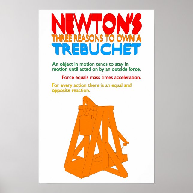 Newtons tre skäl till att äga en Trebuchet Poster (Framsidan)