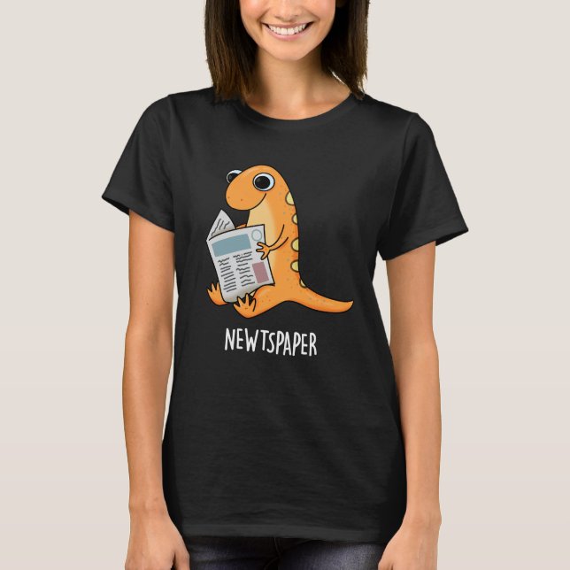 Newtspaper Funny Newt Pun Mörk BG T Shirt (Framsida)