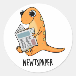 Newtspaper Funny Newt Pun Runt Klistermärke
