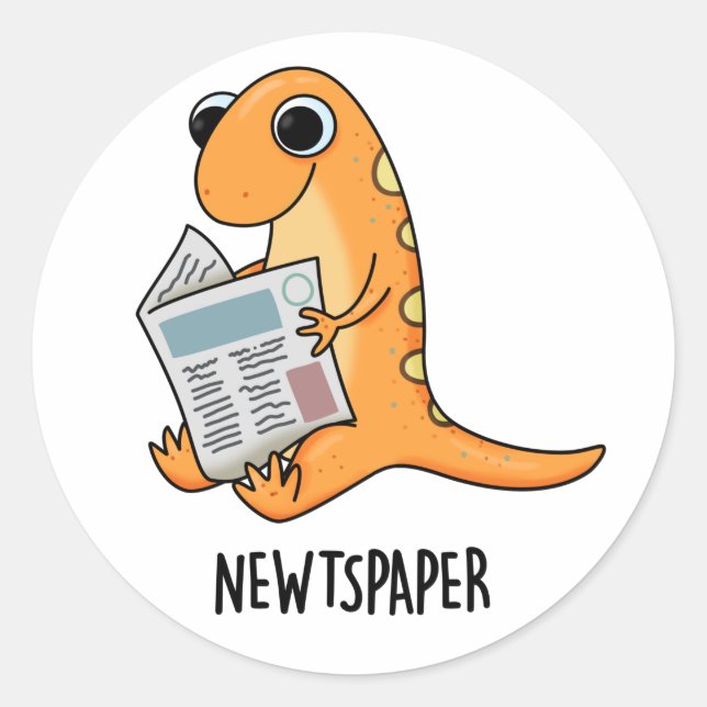 Newtspaper Funny Newt Pun Runt Klistermärke (Framsida)