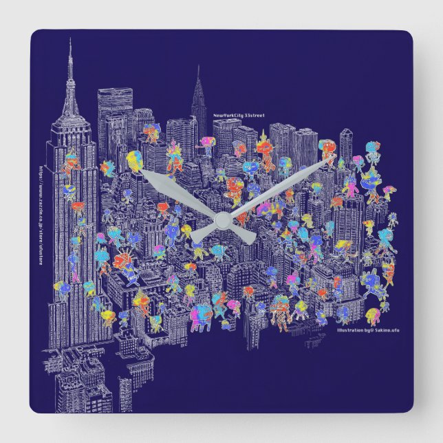 NewYorkCity 33st. Fyrkantig Klocka (Framsida)