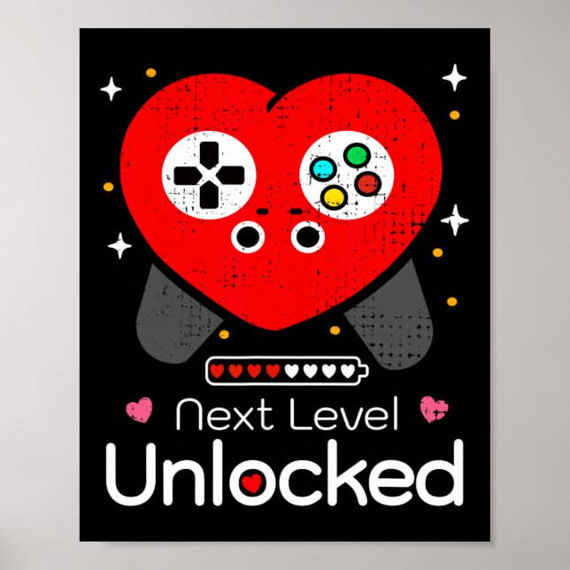 Next Level Unlocked Love Power Loading Game Heart  Poster (Framsidan)