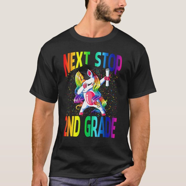 Next Stop 2nd Grade Graduation Unicorn T Shirt (Framsida)