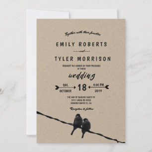 © Next to You Rustic Love birds Pil Bröllop Inbjudningar