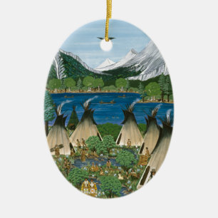 Nez Perce ~ Wallowa Sjö Julgransprydnad Keramik