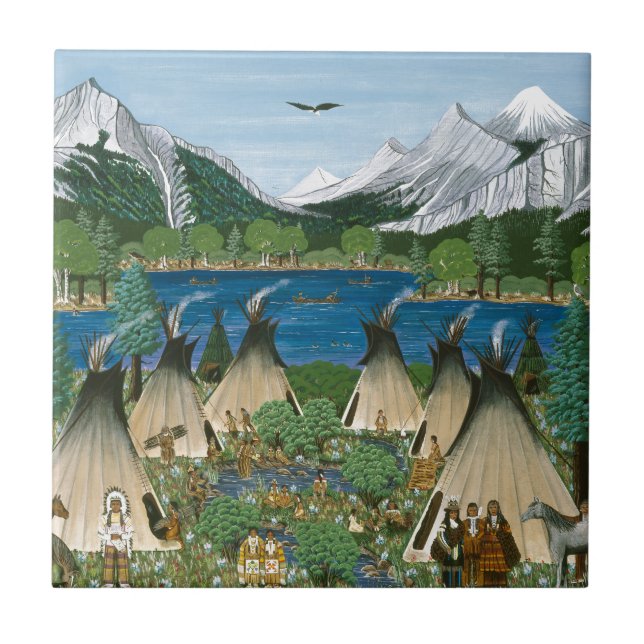 Nez Perce ~ Wallowa Sjö Kakelplatta (Framsidan)