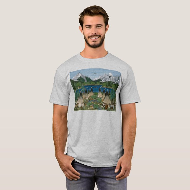 Nez Perce ~ Wallowa Sjö Tee Shirt (Hel framsida)