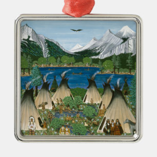 Nez Perce ~-Wallowa sjön Julgransprydnad Metall