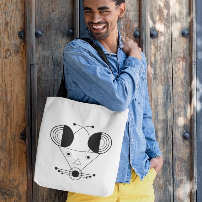 Nezumi Zodiac Bag - Bär med geometrisk flagga Axelväska (Smart carry, bold spirit - Nezumi zodiac in geometric form.)