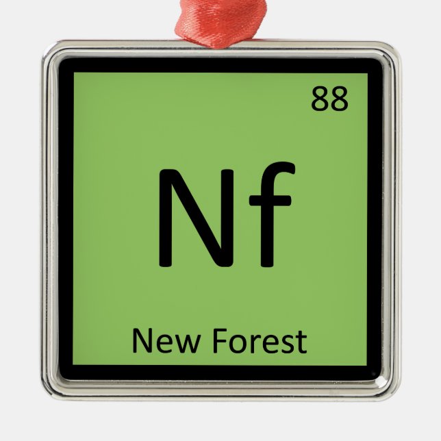 Nf - New Forest Pony Kemiskt Element Häst Julgransprydnad Metall (Framsidan)